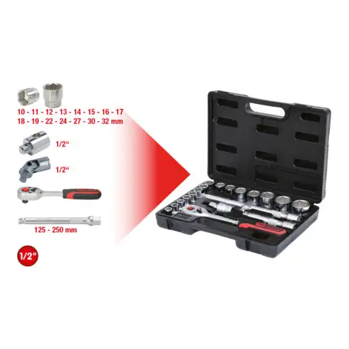 1/2" Coffret de douilles, 20 pcs.