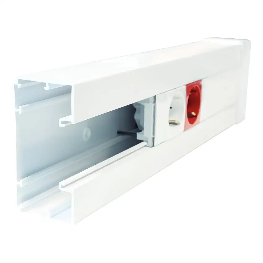 11020CBR Goulotte appareillable 45x45 EFAPEL 100x50mm - 1 compartiment - Blanc - Longueur 2m (carton de 16m)