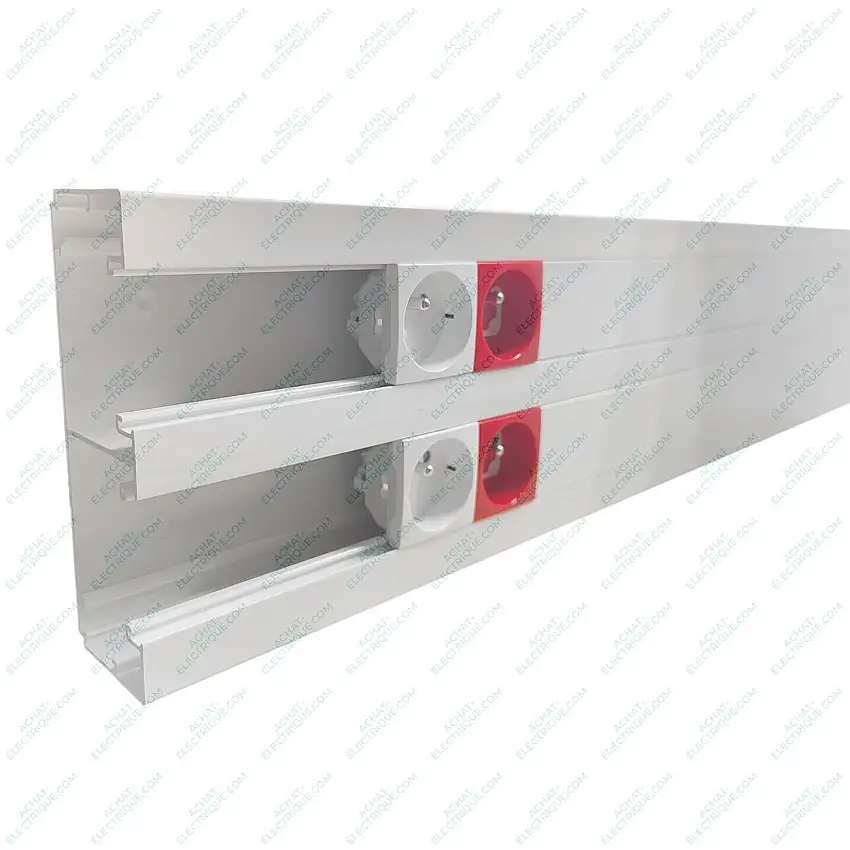 11030CBR Goulotte appareillable 45x45 EFAPEL 155x50mm - 2 compartiments -Blanc - Longueur 2m (carton de 8m)