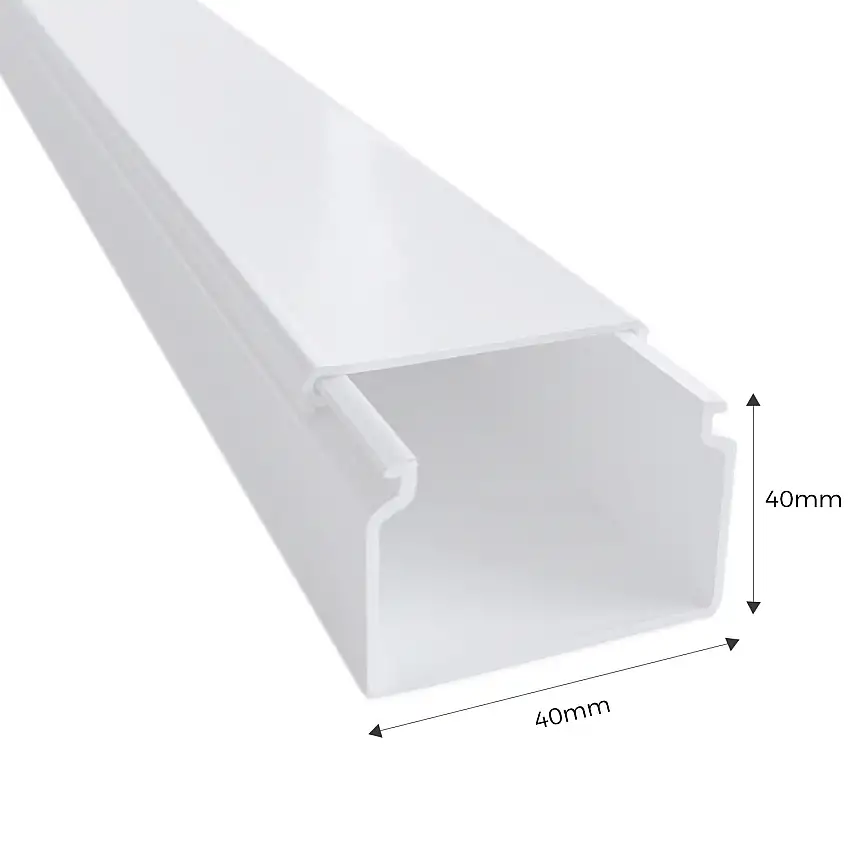13020CBR Efapel - Goulotte électrique blanche (LxH) 40x40mm - Longueur 2 mètres - pour montage en saillie