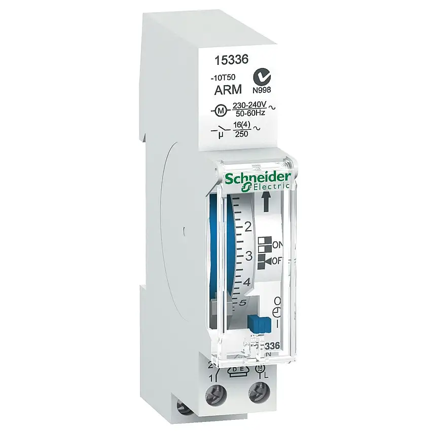 15336 interrupteur horaire électromécanique journalier 24H - 1 canal - réserve de marche 100h - Schneider