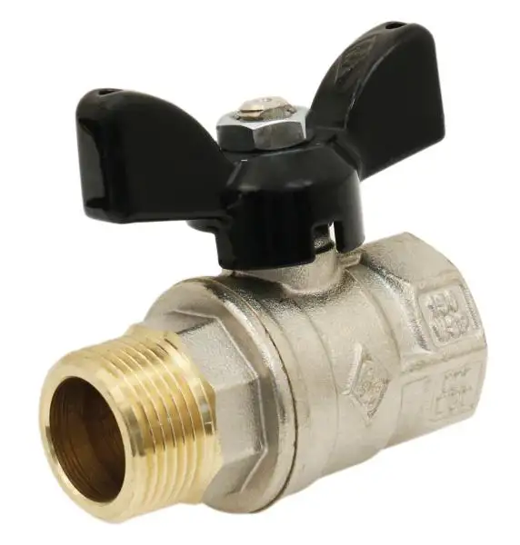 Vanne série forte chromé sortie M/F - Poignée papillon noire - Ø12mm - 3/8''