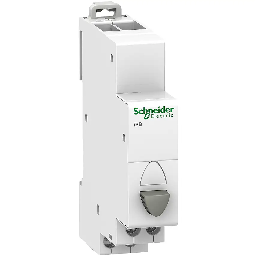 A9E18032 Schneider - Bouton poussoir modulaire - Gris - 1NO - 20A - 230Vca - Acti 9 IPB