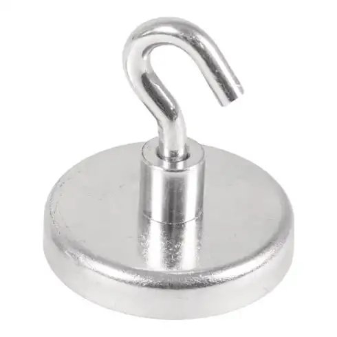 Aimant puissant D. 47 mm galvanisé, avec crochet 5pièces/carton
