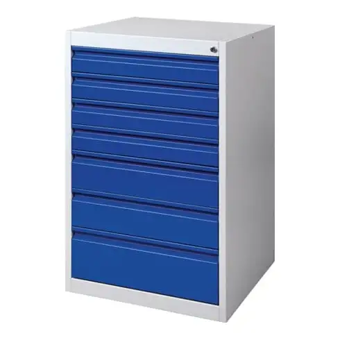 Armoire à tiroirs BK 600 H1000xl600xP600mm gris/bleu 7 tiroir extraction simple
