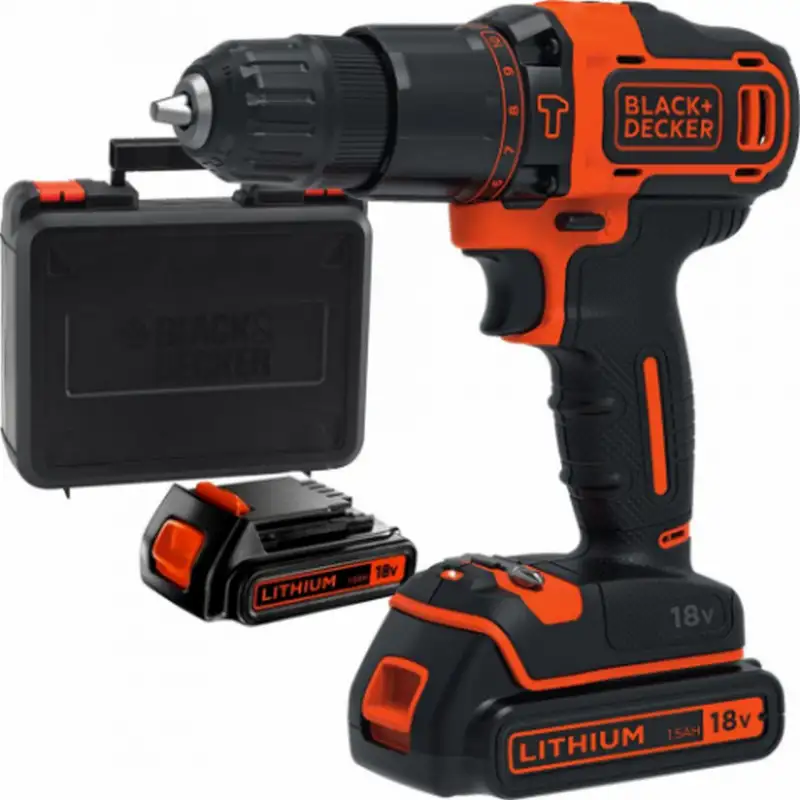Black & Decker BDCHD18K1B2 Perceuse-visseuse sans fil (40Nm/18V/2x2,0Ah) Coffret