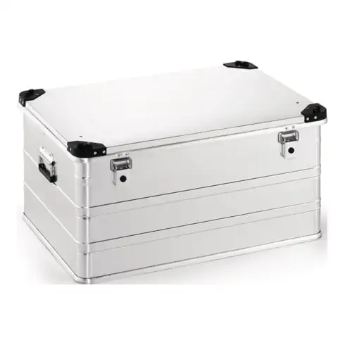 Boîte en aluminium L782xl585xH410mm 157 l avec fermoir à déclic et coins d'empil