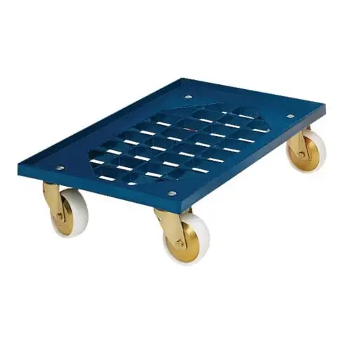 Chariot à caisse cap.charge 250 kg pneus polymère L600xl400mm ABS-plastique bleu