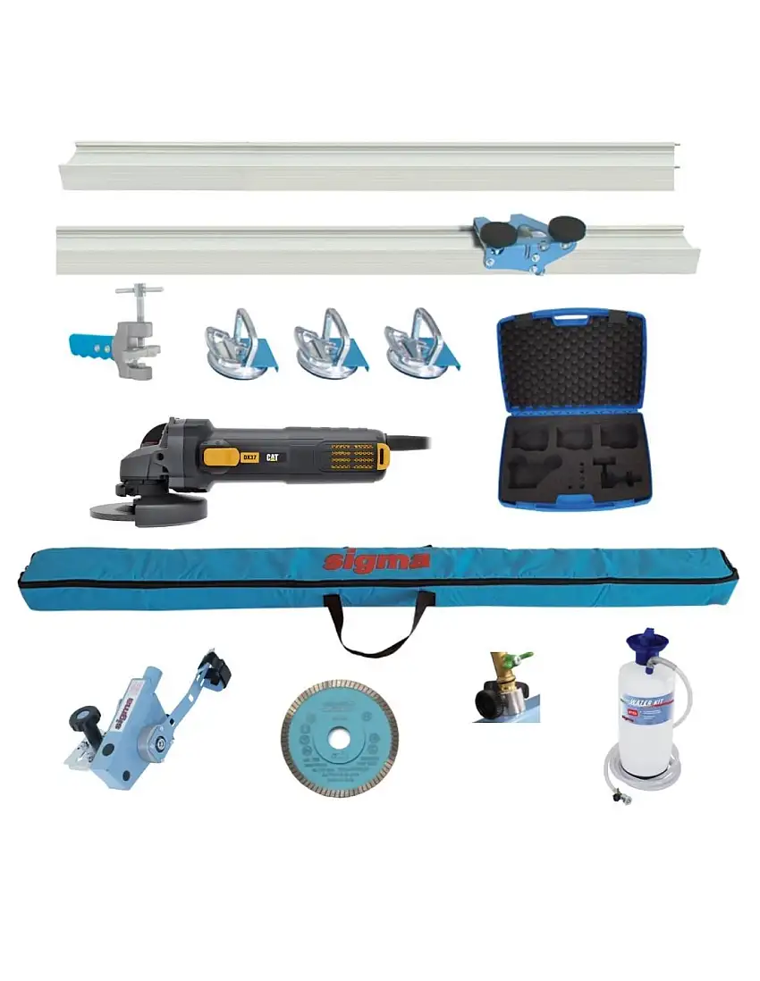 Coupe carreaux Sigma 8ae2 332cm +keraflex ext +waterkit +meuleuse angle cat dx37