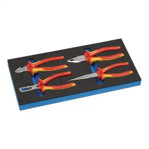 Jeu de pinces LD45 l.185xP.385xH.30mm 1/3 module à outils 4-pcs. VDE Knipex pinc