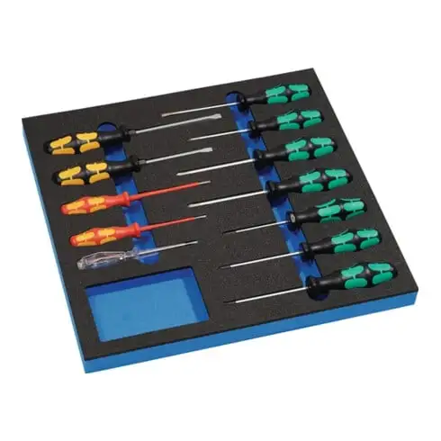 Jeu de tournevis LD45 l.370xP.385xH.30mm 2/3 module à outils 12-pcs. fente+PH+TX
