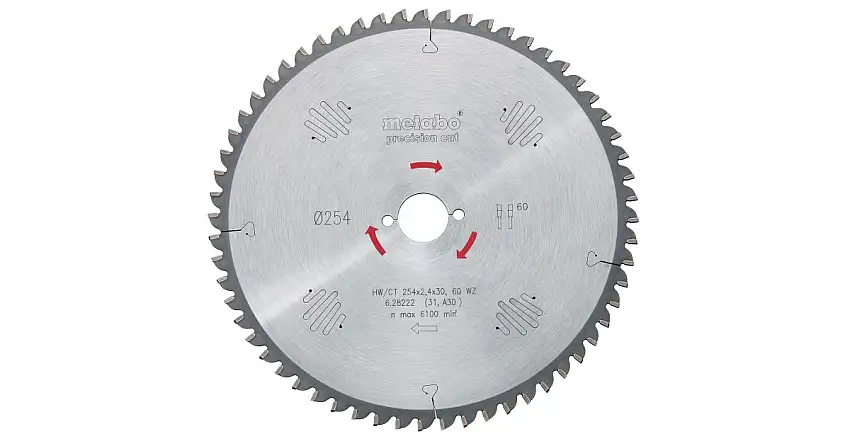 METABO Lame de scie "bois coupé de précision - professionnel", 250 x 30 mm, 34 dents, 15° 628045000