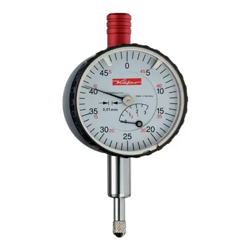 Petit comparateur KM4/5S 5 mm lecture 0,01 mm avec protection antichoc avec étal