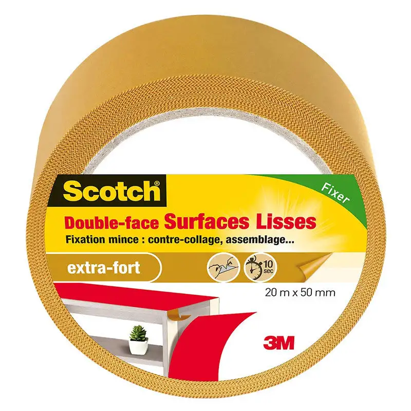 Ruban adhésif double face - 20mx50mm Surfaces lisses  3M SCOTCH 1498419