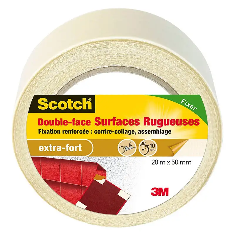 Ruban adhésif double face surfaces rugueuses - 20mx50mm  3M SCOTCH 1498420