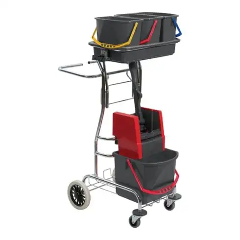Set de chariots de nettoyage seau 1x17l, 3x6l/Presse/manche/ support/5Mopps tube