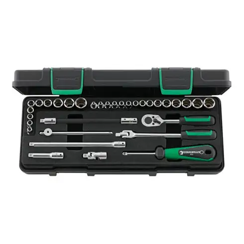 STAHLWILLE Jeu de clés à douilles, carré 1/4″ 33 pièces, métriques / en pouces