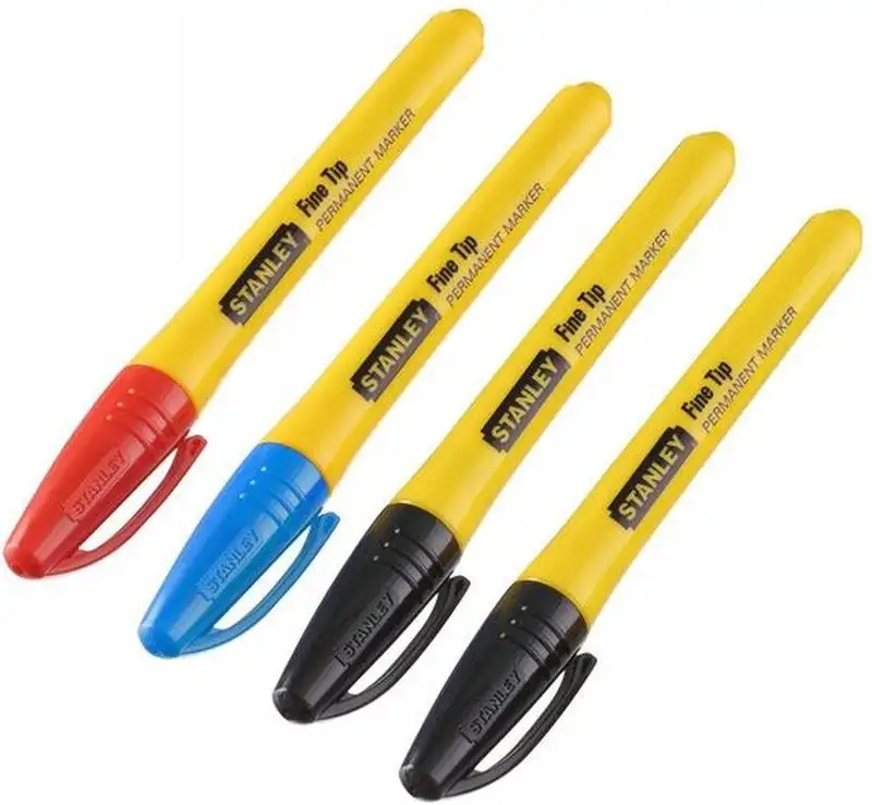 Stanley STHT81391-0 Marqueur permanent, pointe fine, 4pcs (2x noir, 1x bleu, 1x rouge)