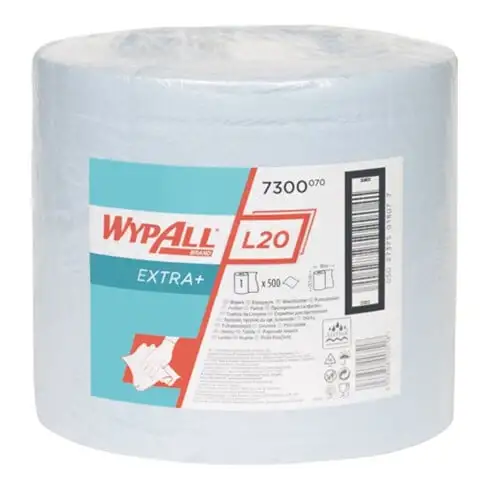 Torchon Wypall L20 7300 L380xl235env. mm 2 couches bleu 1 rouleau x 500 serviett