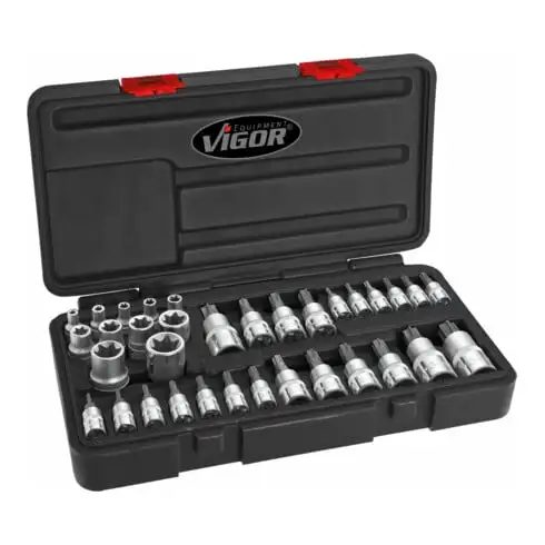 VIGOR Jeu de douilles TORX® 34