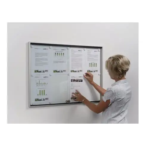 Vitrine de porte coulissante 8 x DIN A4 B920xH674mm cadre rectangulaire p. l'int