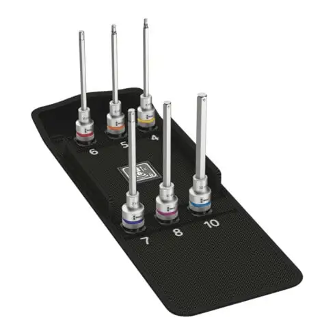 WERA Coffret de douilles tournevis pour 6 pans creux, carré 1/2 pouce 6 pièces, longues