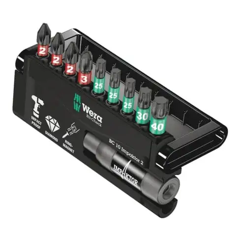 WERA Jeu d'embouts IMPAKTOR, pour visseuses IMPACT, 10 pc.