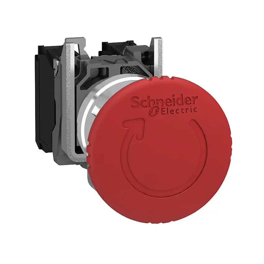 XB4BS8442 Schneider - bouton arrêt urgence - Ø40 - pousser tourner - rouge - 1NF - vis - Harmony XB4